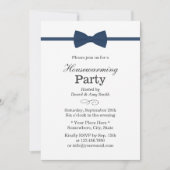 Navy Blue Bow Stropdas Classy Housewarming Party Kaart (Voorkant)