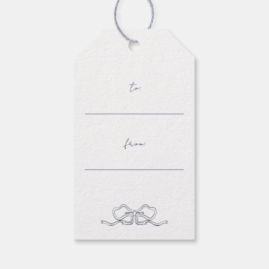 Navy Blue Bow Whimsical Uniek Kerstcadeau Cadeaulabel (Achterkant)