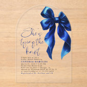Navy Blue Bow Ze bindt het knoop Vrijgezellenfeest Acryl Uitnodigingen (Voorkant)