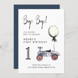 Navy Blue Boy 1st Birthday  Race Kaart