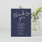 Navy Blue Boy Baby Shower Script Hart Gedicht Bedankkaart (Staand voorkant)