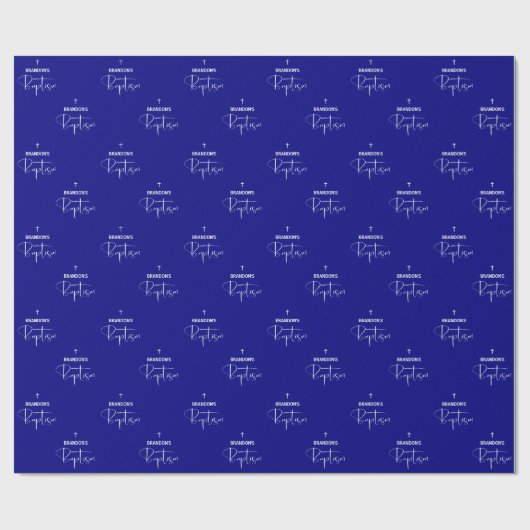 Navy Blue Boy Baptism Wrapping Paper Cadeaupapier (Vlak)