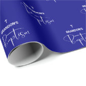 Navy Blue Boy Baptism Wrapping Paper Cadeaupapier (Rol Hoek)