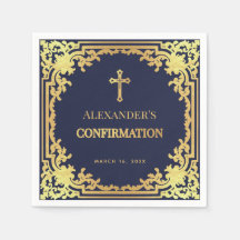 Navy Blue Boy bevestiging Faux Gold Cross Elegant