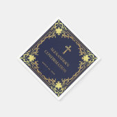 Navy Blue Boy bevestiging Faux Gold Cross Elegant Servet (Hoek)