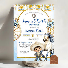 Navy Blue Boy Charro en Paard Presentacion de 3 a Kaart
