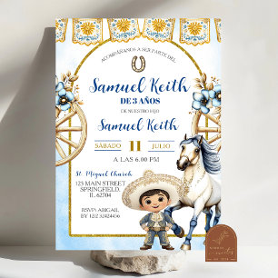 Navy Blue Boy Charro en Paard Presentacion de 3 a Kaart