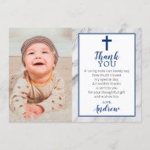 Navy Blue Boy Marble Baptism Foto Dank u wel