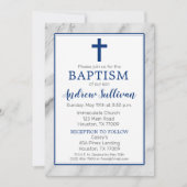 Navy Blue Boy Marble Baptism Kaart (Voorkant)