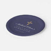 Navy Blue Boy Religious Cross First Community Papieren Bordje (Gekanteld)