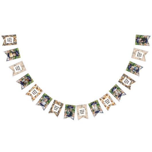 Navy Blue Boy Safari Oerwoud Foto Verjaardag Vlaggetjes (Alle)