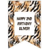 Navy Blue Boy Safari Oerwoud Foto Verjaardag Vlaggetjes (Eerste vlag)