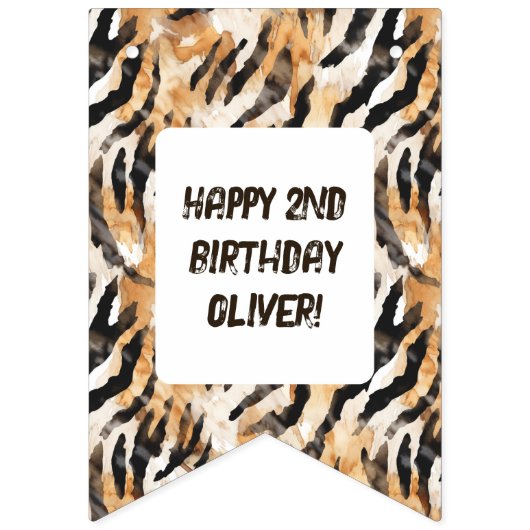 Navy Blue Boy Safari Oerwoud Foto Verjaardag Vlaggetjes (Eerste vlag)