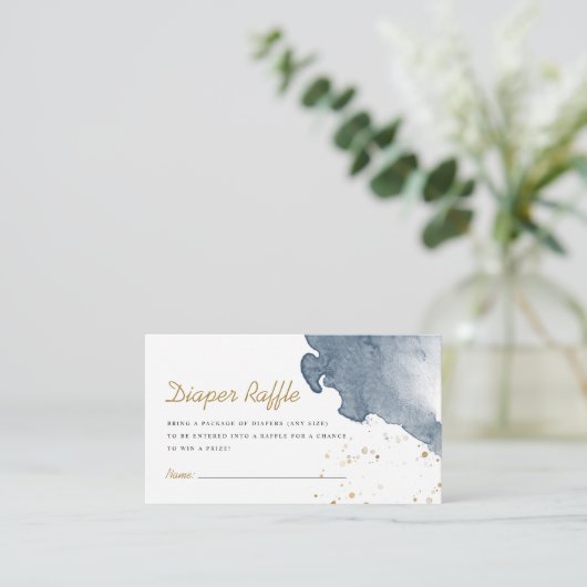 Navy Blue Boy Waterverf Boho Diaper Raffle   Informatiekaartje (Staand voorkant)