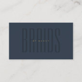 Navy Blue Braids Typografie Minimalistisch Eenvoud Visitekaartje (Voorkant)