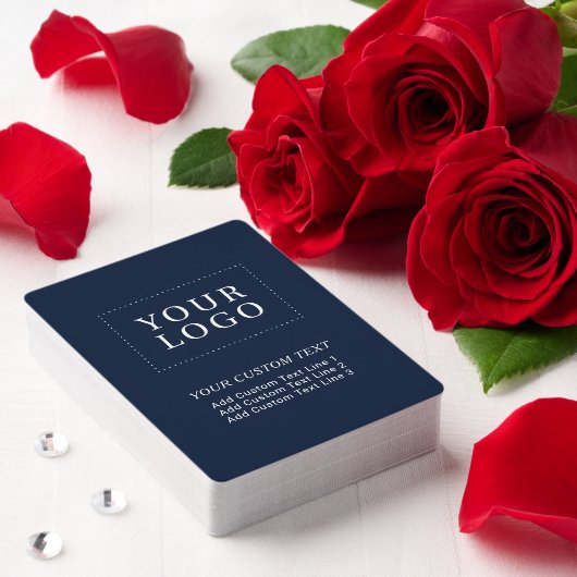Navy Blue Branded Custom Business Logo Promotie Pokerkaarten (Insitu (Valentijn))