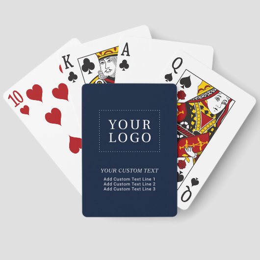 Navy Blue Branded Custom Business Logo Promotie Pokerkaarten (Achterkant)