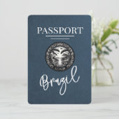 Navy Blue Brazil Passport Bewaar de datum Save The Date (Staand voorkant)