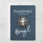 Navy Blue Brazil Passport Bewaar de datum Save The Date (Voorkant)