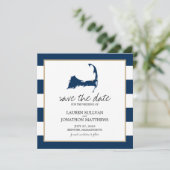Navy Blue BREWSTER Cape Cod Map opslaan op datum Save The Date (Staand voorkant)