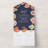 Navy Blue Bridal Brunch Waffles & Recept All In One Uitnodiging (Binnen)