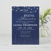 Navy blue Bridal douchekaartverlichting Kaart (Staand voorkant)