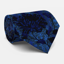 Navy Blue Bright Floral Damask Aristocrat Wedding Stropdas