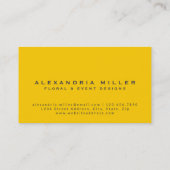 Navy Blue & Bright Yellow Floral Design Visitekaartje (Achterkant)