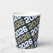Navy Blue & Brons Gold Class Jaar Afstuderen Papieren Bekers (Achterkant)