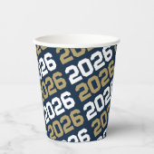 Navy Blue & Brons Gold Class Jaar Afstuderen Papieren Bekers (Voorkant)