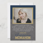 Navy Blue & Bronze Afstuderen foto dank u kaart (Voorkant)