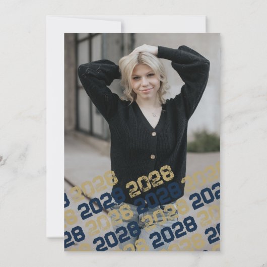 Navy Blue & Bronze Afstuderen foto dank u kaart (Achterkant)