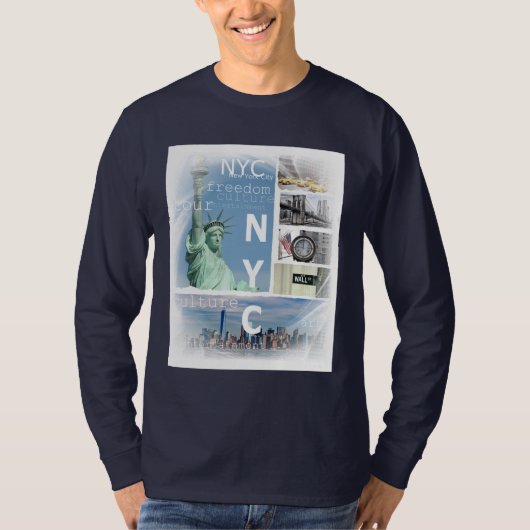 Navy Blue Brooklyn Bridge Nyc New York City T-shirt (Voorkant)