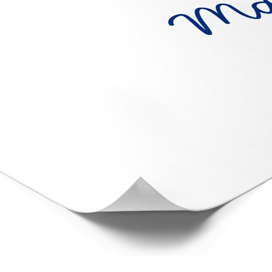 Navy Blue Brown Birds Fingerprint Tree Weddenschap Poster (Hoek)