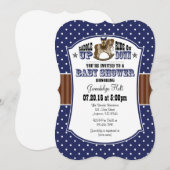 Navy Blue Brown Cowboy Baby shower Kaart (Voorkant / Achterkant)