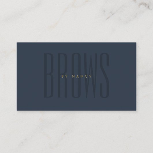 Navy Blue Brows eenvoudige minimalistische typogra Visitekaartje (Voorkant)