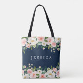 Navy Blue bruidsmeisje cadeau gepersonaliseerde Ca Tote Bag (Achterkant)