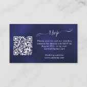 Navy blue bruiloft response website QR code RSVP Informatiekaartje (Achterkant)