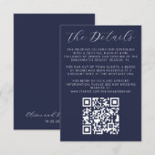 Navy Blue bruiloft uitnodiging details Informatiekaartje (Voorkant / Achterkant)