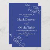 Navy Blue bruiloft uitnodiging | Elegant tijdloos (Voorkant / Achterkant)