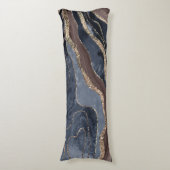 Navy Blue bruin marmer agate Gold Glitter Glam #1 Lichaamskussen (Voorkant Verticaal)