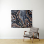 Navy Blue bruin marmer agate Gold Glitter Glam #1 Wandkleed (In Situ (horizontaal))