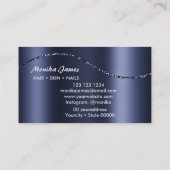 Navy Blue Brushed Metal Monogram Naam en Initiaal Visitekaartje (Achterkant)