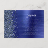 Navy Blue Brushed Metal Wedding Details  Informatiekaartje (Voorkant)