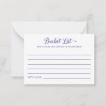 Navy Blue Bucket List Lifetime Adventures Weddensc Advieskaart<br><div class="desc">Deze charmante blauwe emmer list kaarten zullen een perfect alternatief zijn voor een traditioneel trouwgastenboek. Jullie zullen al jullie gasten hebben die praten over de beste ideeën die je in je leven samen als echtpaar kunt bezoeken of doen!</div>