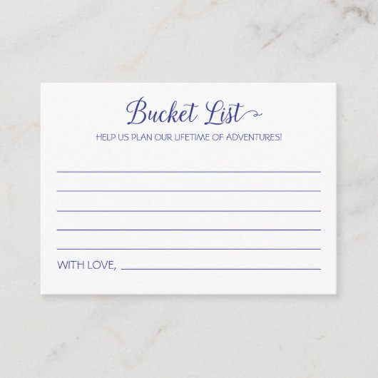 Navy Blue Bucket List Lifetime Adventures Weddensc Advieskaart (Voorkant)