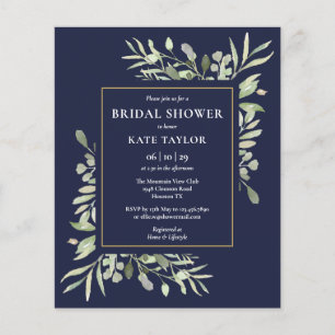 Navy Blue Budget Greenery Bridal Shower