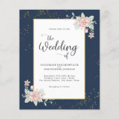 Navy Blue Budget Wedding Invitation Flyer (Voorkant)