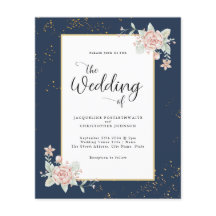 Navy Blue Budget Wedding Invitation Flyer