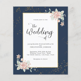Navy Blue Budget Wedding Invitation Flyer